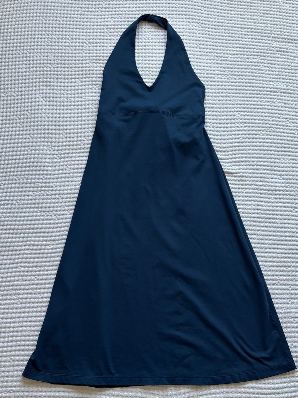 Patagonia Morning Glory Halter Dress Navy Blue Athletic Travel Tie Back - L